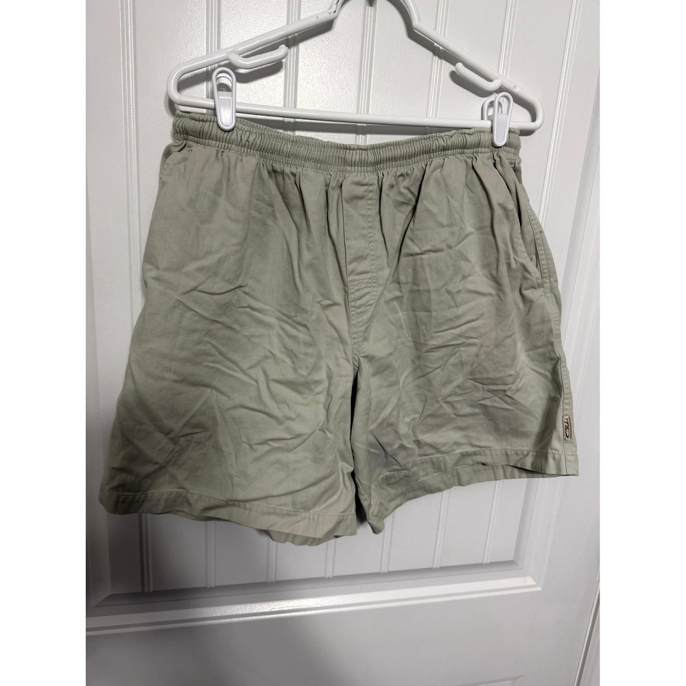 Club Chino‎ Shorts Mens Medium Khaki Tan Elastic Waist Cotton Vintage 90s